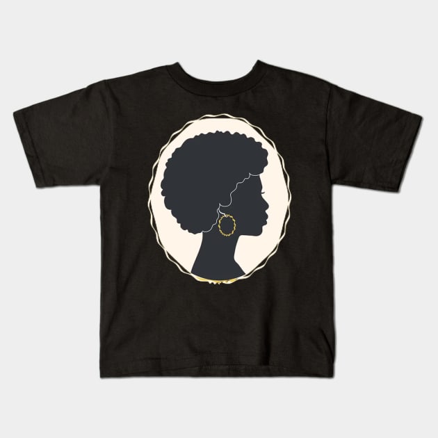 Big Curly Afro Natural Hair Black Woman Kids T-Shirt by rogergren